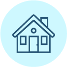 House Icon on a celeste blue color circle